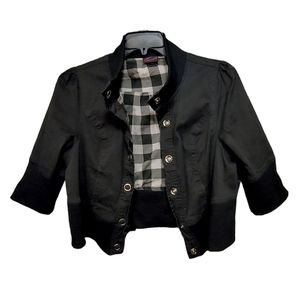 Torrid Black Cropped 3/4 Sleeve Snap Button Light Jacket Women's Plus Size 2X